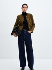 Mango Brown Pocket Tweed Jacket - Image 2 of 7