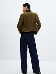 Mango Brown Pocket Tweed Jacket - Image 3 of 7