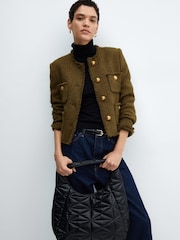 Mango Brown Pocket Tweed Jacket - Image 4 of 7