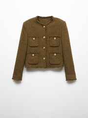 Mango Brown Pocket Tweed Jacket - Image 6 of 7