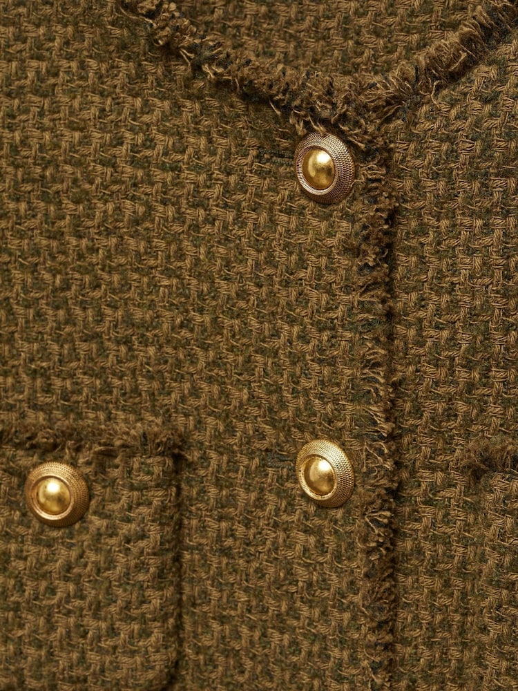 Mango Brown Pocket Tweed Jacket - Image 7 of 7