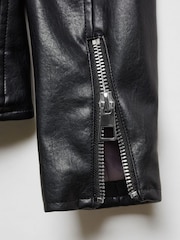 Mango Black Leather-Effect Biker Jacket - Image 7 of 7