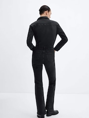 Mango Black Long Denim Jumpsuit - Image 2 of 6
