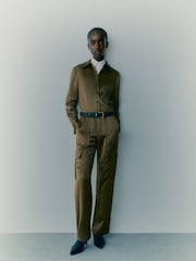 Mango Green Satin Cargo Jumpsuit - Image 4 of 7