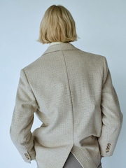 Mango Nude Houndstooth Wool-Blend Blazer - Image 3 of 7