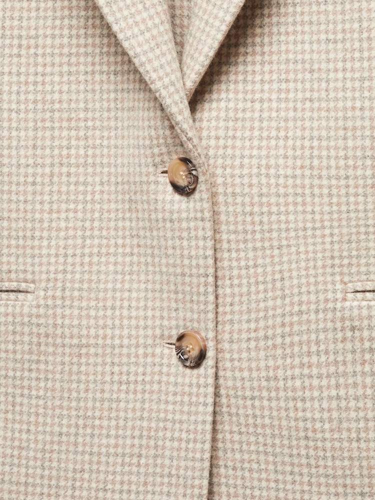 Mango Nude Houndstooth Wool-Blend Blazer - Image 7 of 7