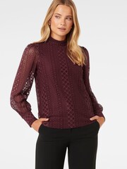 Forever New Purple Josephine High Neck Lace Top - Image 1 of 5