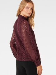 Forever New Purple Josephine High Neck Lace Top - Image 2 of 5
