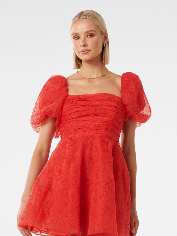 Forever New Red Cody Embroidered Skater Mini Dress - Image 1 of 5