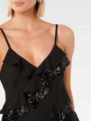 Forever New Black Bobby Sequin Ruffle Mini Dress - Image 6 of 6