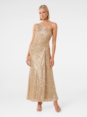 Forever New Gold Carolyn Sequin Asymmetrical Gown - Image 1 of 4