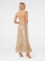 Forever New Gold Carolyn Sequin Asymmetrical Gown - Image 3 of 4