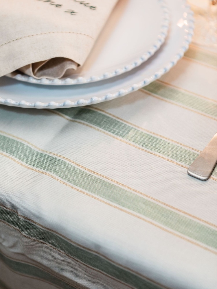 Avalon Home Sage Ticking Stripe Tablecloth - Image 2 of 3