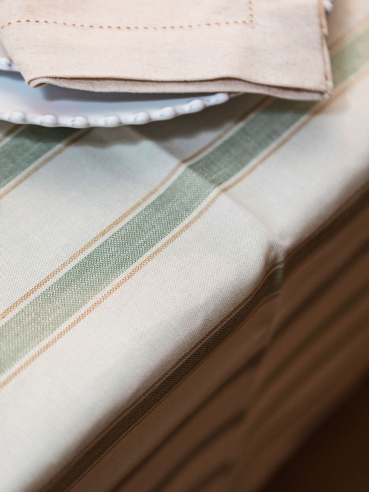 Avalon Home Sage Ticking Stripe Tablecloth - Image 3 of 3
