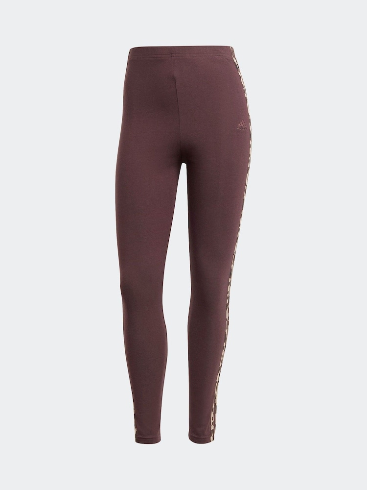 Braun, Tierfellmuster - Adidas Essentials Leggings mit Animalprint und 3 Streifen - Bild 6 von 6 Braun, Tierfellmuster - Adidas Essentials Leggings mit Animalprint und 3 Streifen - Bild 6 von 6