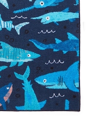 Catherine Lansfield Blue Jawsome Sharks Washable Childrens Rug - Image 3 of 6