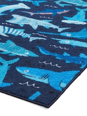Catherine Lansfield Blue Jawsome Sharks Washable Childrens Rug - Image 4 of 6