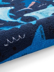 Catherine Lansfield Blue Jawsome Sharks Washable Childrens Rug - Image 5 of 6