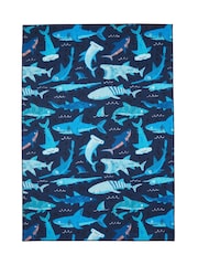 Catherine Lansfield Blue Jawsome Sharks Washable Childrens Rug - Image 6 of 6