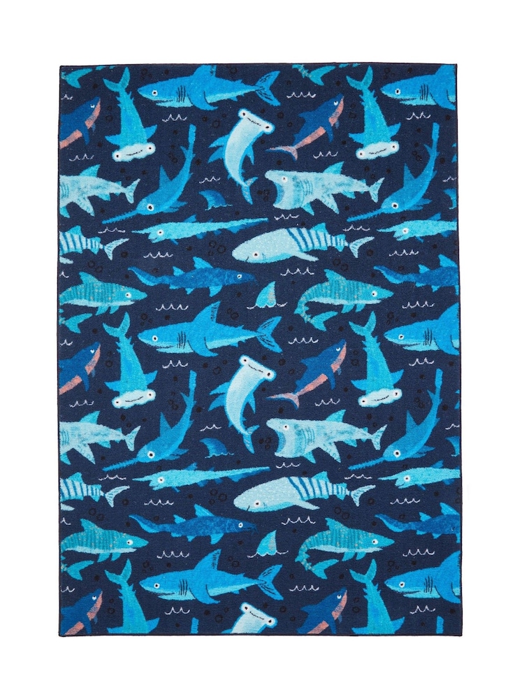 Catherine Lansfield Blue Jawsome Sharks Washable Childrens Rug - Image 6 of 6 Catherine Lansfield Blue Jawsome Sharks Washable Childrens Rug - Image 6 of 6
