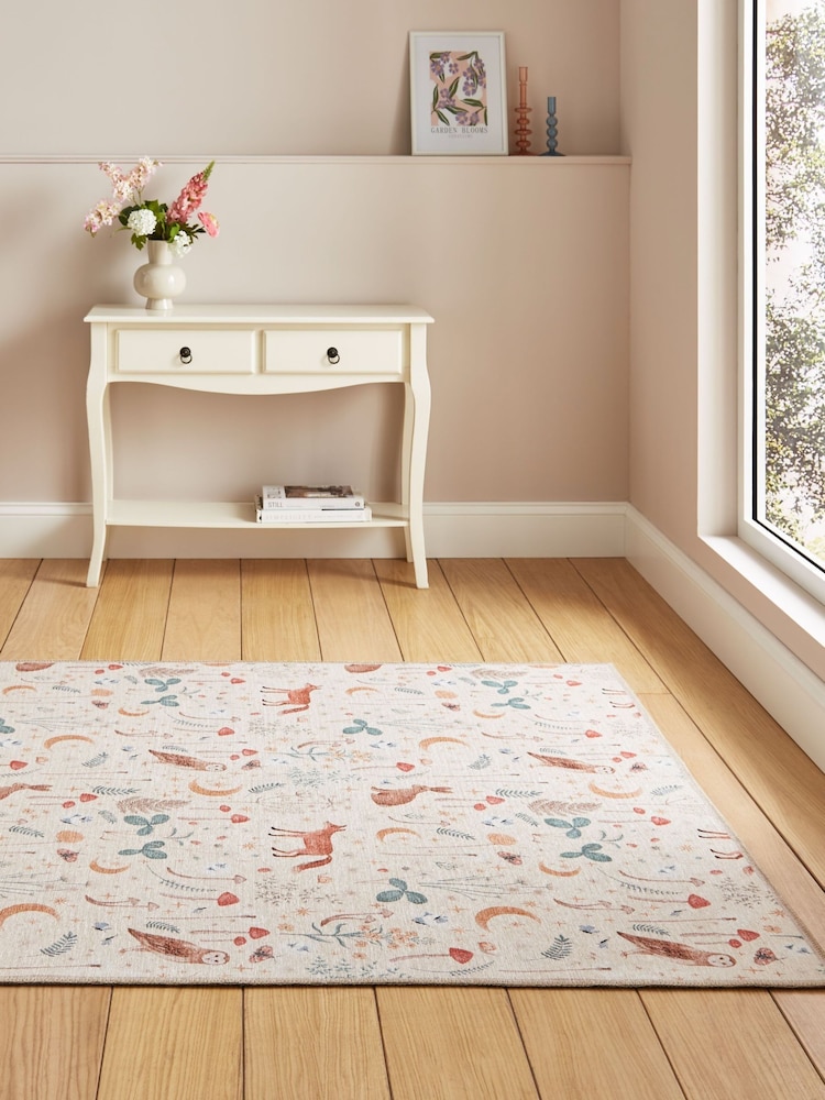 Catherine Lansfield Natural Twilight Animals Washable Rug - Image 1 of 5 Catherine Lansfield Natural Twilight Animals Washable Rug - Image 1 of 5