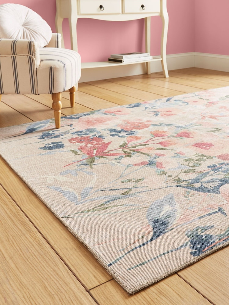 Catherine Lansfield Natural Country Floral Washable Rug - Image 2 of 5 Catherine Lansfield Natural Country Floral Washable Rug - Image 2 of 5