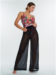Boux Avenue Wide Leg Chiffon Beach Black Trousers - Image 2 of 4