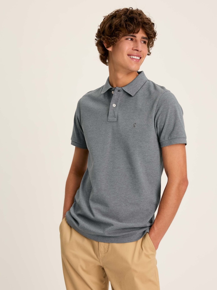 Joules Woody Grey Slim Fit Cotton Pique Polo Shirt - Image 1 of 6