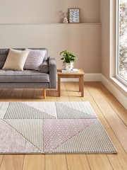 Catherine Lansfield Lilac/Grey Larsson Geo Modern Rug - Image 1 of 5