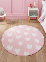 Catherine Lansfield Pink Hearts Washable Childrens Rug - Image 2 of 5