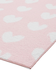 Catherine Lansfield Pink Hearts Washable Childrens Rug - Image 4 of 5