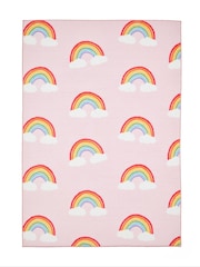 Catherine Lansfield Pink Rainbow Hearts Washable Childrens Rug - Image 3 of 5