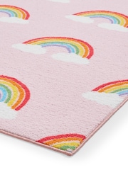 Catherine Lansfield Pink Rainbow Hearts Washable Childrens Rug - Image 4 of 5
