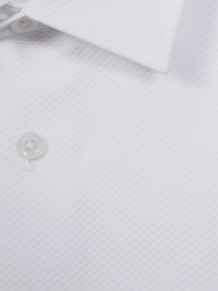 Reiss White Marcel Teen Slim Fit Textured Bib Dinner Shirt - Image 4 of 4