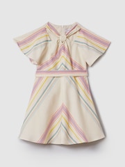 Reiss Ivory Kitty 9-13 yrs Linen Cotton Knot Detail Dress - Image 2 of 4