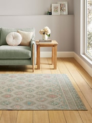 Catherine Lansfield Sage Green Cameo Floral Washable Rug - Image 1 of 5
