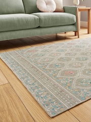 Catherine Lansfield Sage Green Cameo Floral Washable Rug - Image 2 of 5