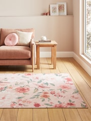 Catherine Lansfield Blush Pippa Floral Washable Rug - Image 1 of 6