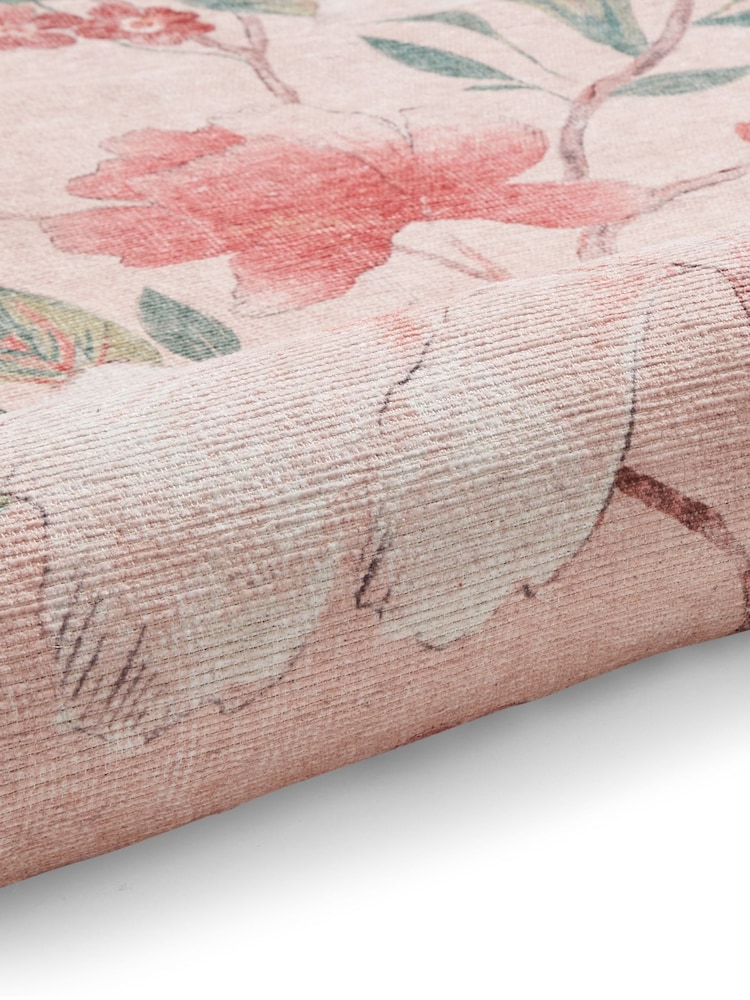 Catherine Lansfield Blush Pippa Floral Washable Rug - Image 6 of 6 Catherine Lansfield Blush Pippa Floral Washable Rug - Image 6 of 6