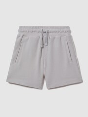 Reiss Silver Hester Teen Textured Cotton Drawstring Shorts - Image 1 of 3