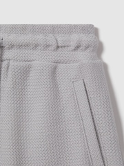 Reiss Silver Hester Teen Textured Cotton Drawstring Shorts - Image 3 of 3