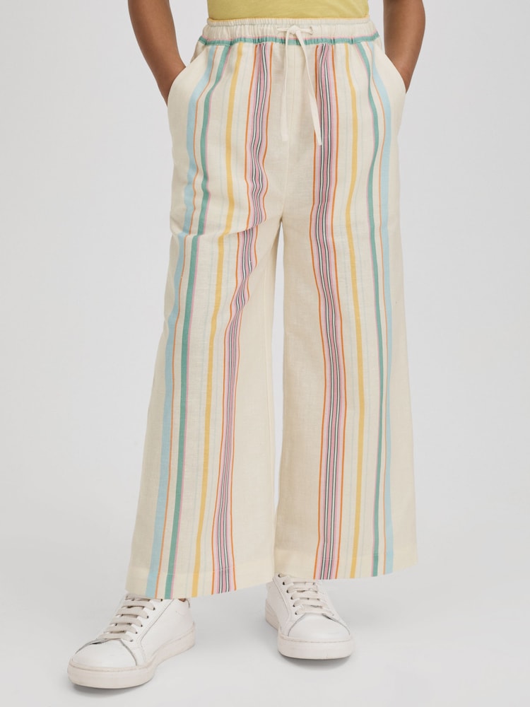 Reiss Multi Cleo 9-13 yrs Linen Drawstring Trousers - Image 1 of 6
