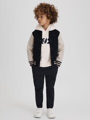 Reiss Ecru Adel Teen Oversized Cotton Motif Hoodie - Image 3 of 6