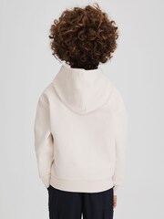 Reiss Ecru Adel Teen Oversized Cotton Motif Hoodie - Image 5 of 6