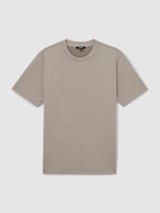 Reiss Taupe Bradley Interlock Jersey Crew Neck T-Shirt - Image 2 of 6
