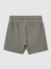 Reiss Pistachio Hester Teen Textured Cotton Drawstring Shorts - Image 2 of 3