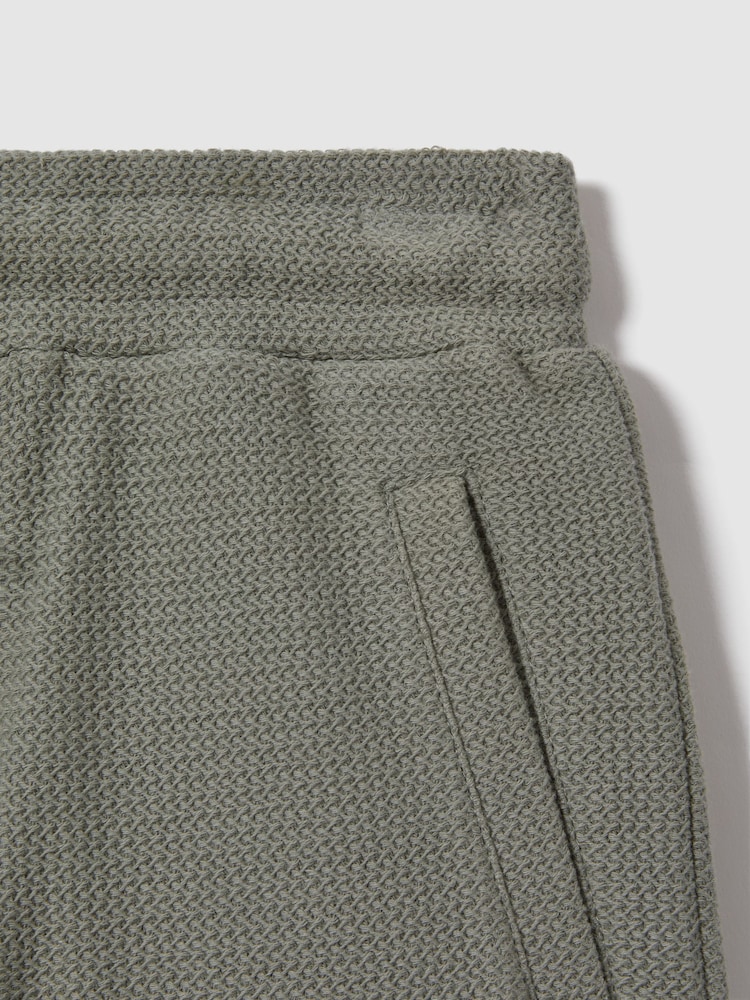 Reiss Pistachio Hester Teen Textured Cotton Drawstring Shorts - Image 3 of 3