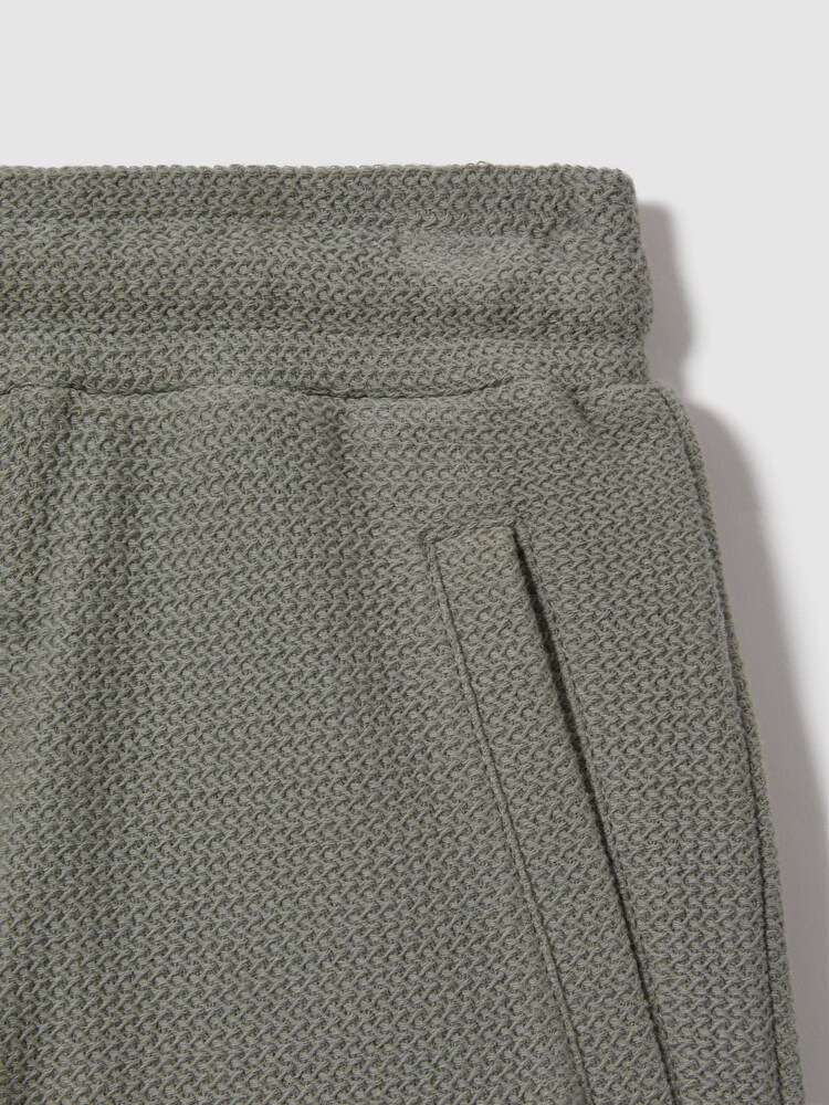 Reiss Pistachio Hester Teen Textured Cotton Drawstring Shorts - Image 3 of 3 Reiss Pistachio Hester Teen Textured Cotton Drawstring Shorts - Image 3 of 3