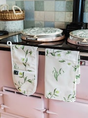 Avalon Home Natural Snowdrop and Hellebore Tea Towel - Image 1 of 5