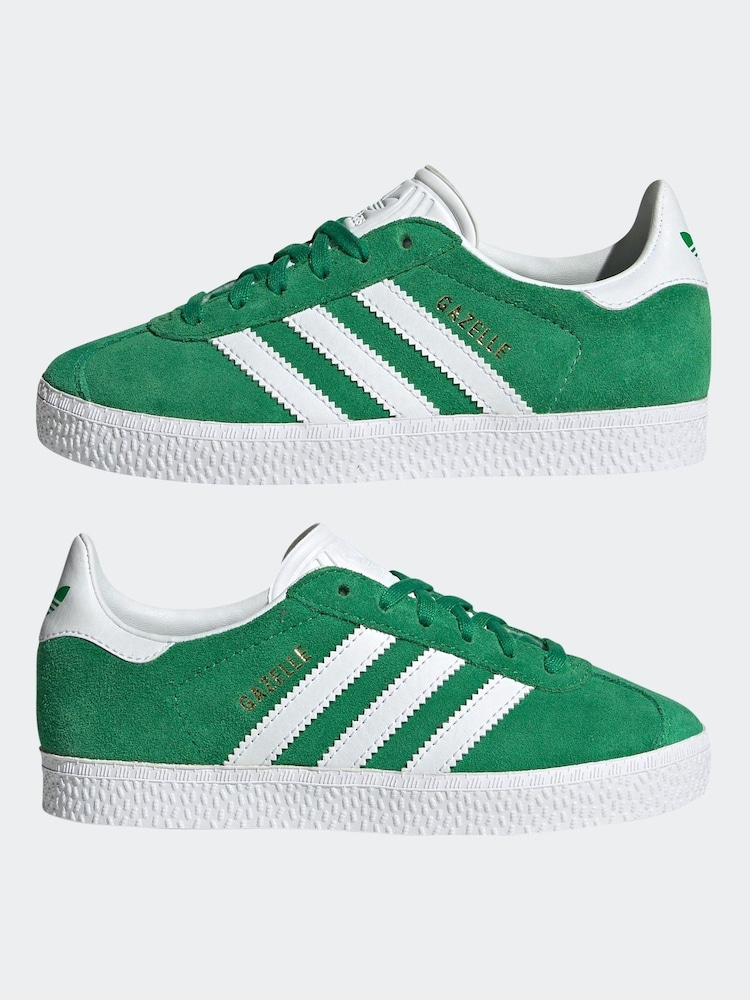 adidas original Green Kids Gazelle Trainers - Image 7 of 9